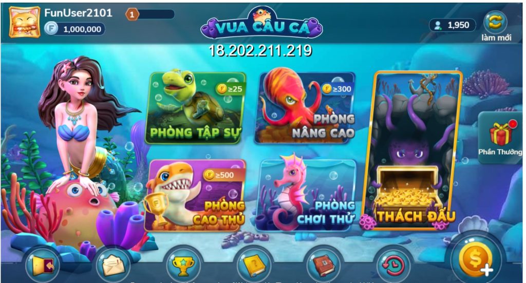 Vua câu cá với nhiều phòng chơi theo từng cấp độ cực hay